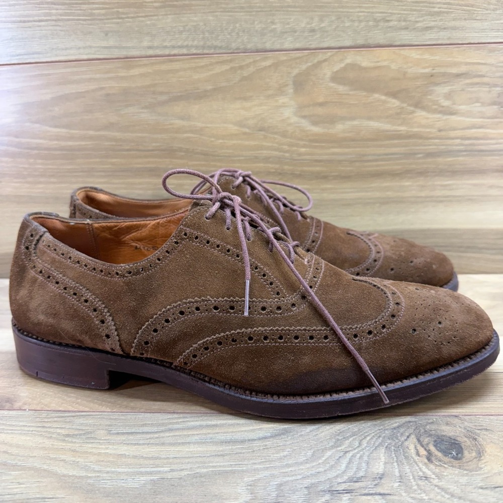POLO RALPH‎ LAUREN Snuff Suede Wingtip Oxfords Mens 11.5 D Bench Made England